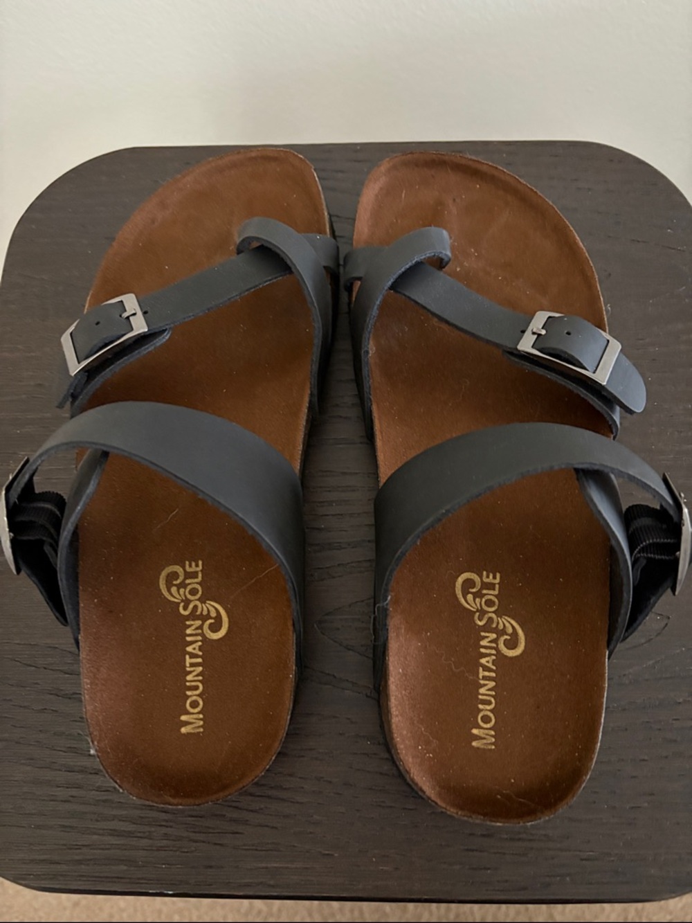 Black Strappy Buckle Sandals - Picture 2 of 4